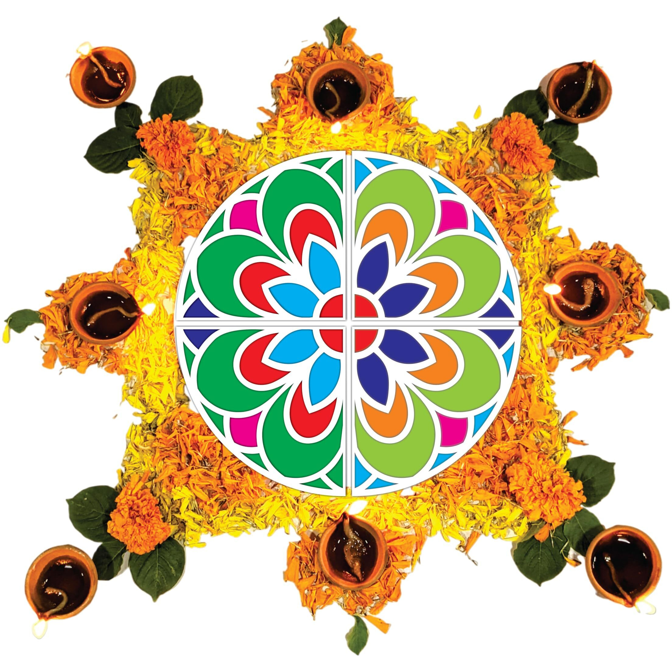 Stepstodo Reusable Floating Big Size Rangoli Mat. Washable, Readymade Stencil Template Craft. Just Fill With Rangoli Or Petals. Traditional Design With Modern Day Ease Of Use (Design 28) (23 Inch)