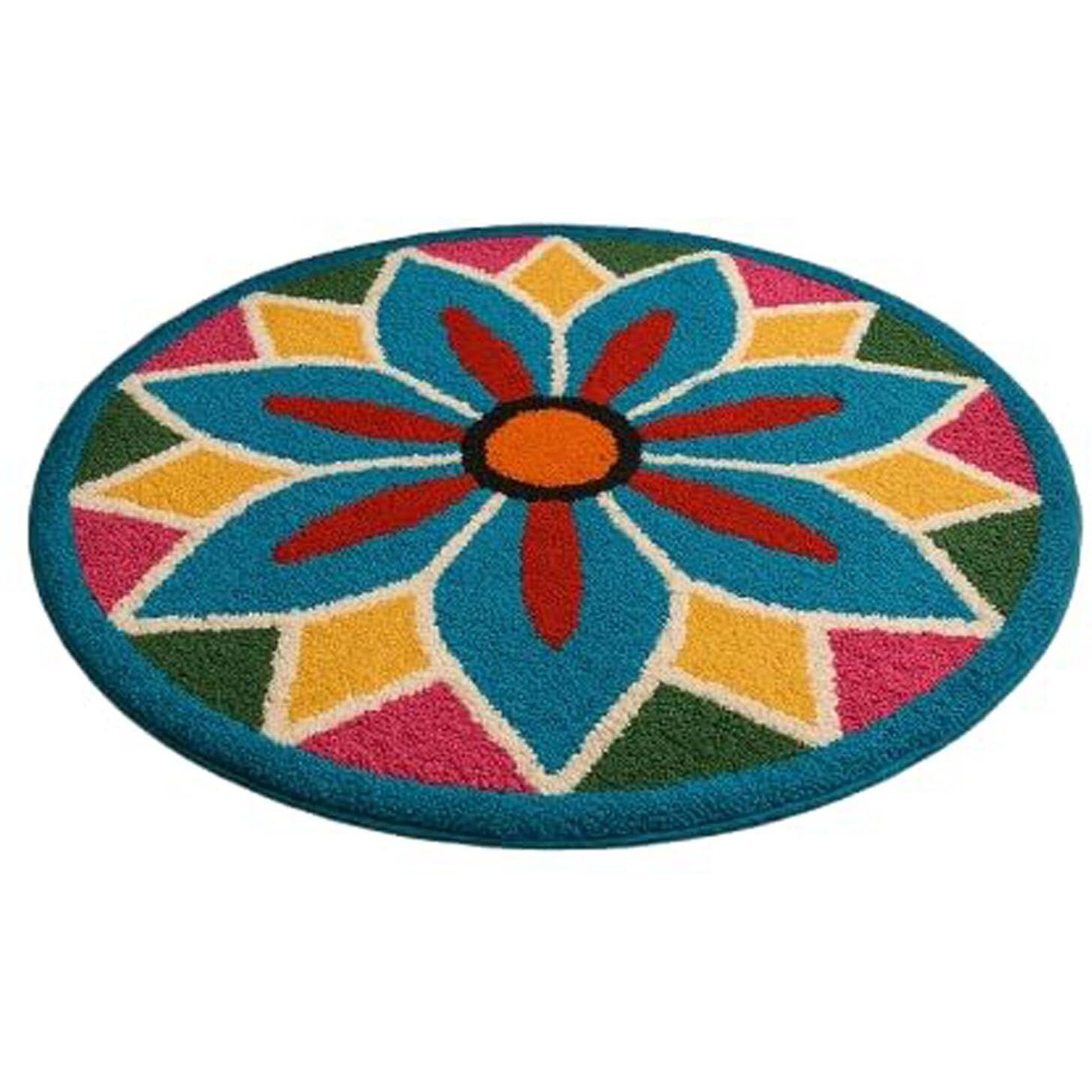 Stromx Premium Decoration Rangoli Mat Home, Temple, Living Room, Kitchen, Floormat Door Entrance Multicolor Rangoli Doormat - 24X24 Inches - Soft Microfiber - Ideal For Home Decor And Pooja Spaces03