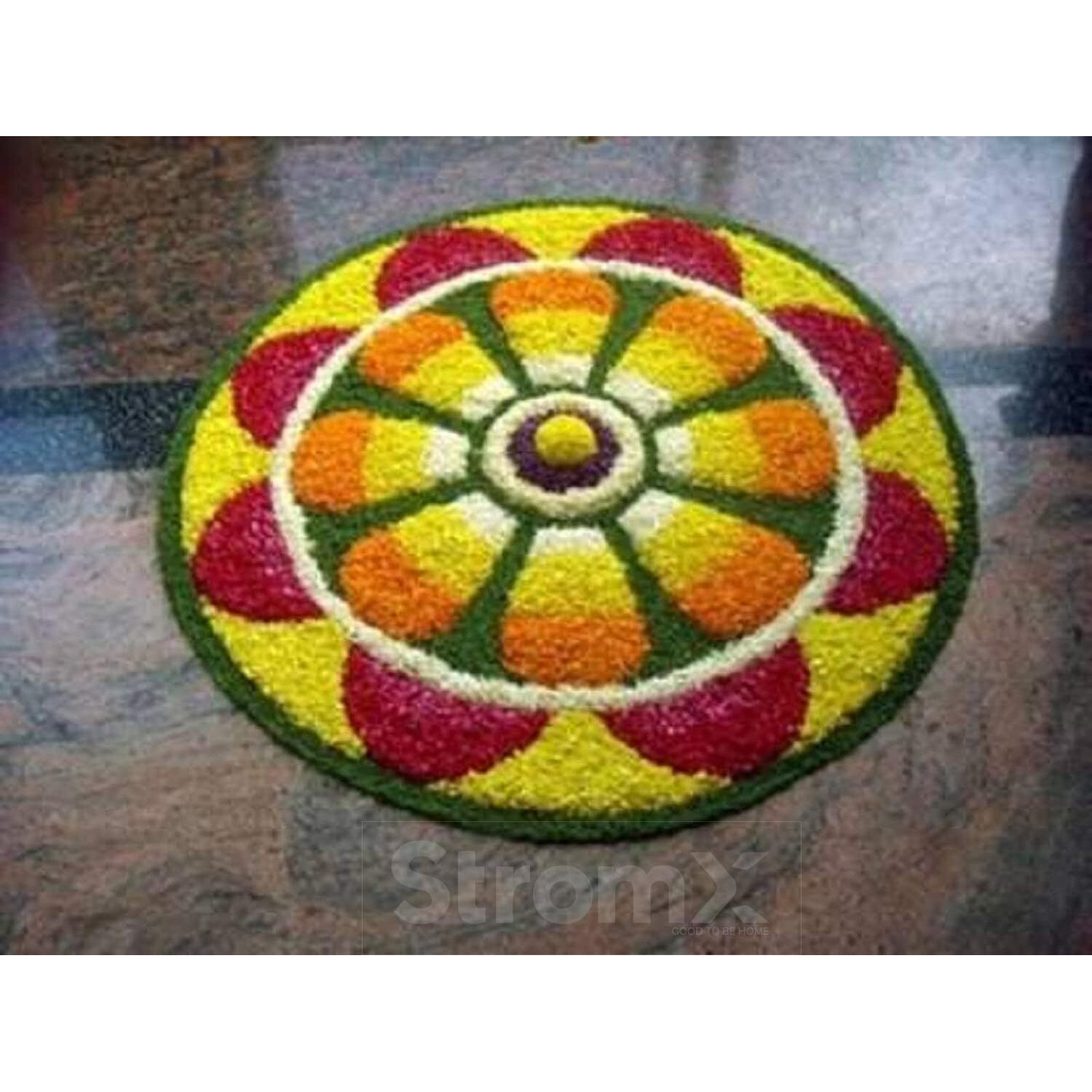 Stromx Super Soft Microfiber Traditional Modern Rangoli Door Mat For Home, Temple, Living Room, Kitchen, Door Entrance (24 X 24 Inch, Floral), Design Mat005