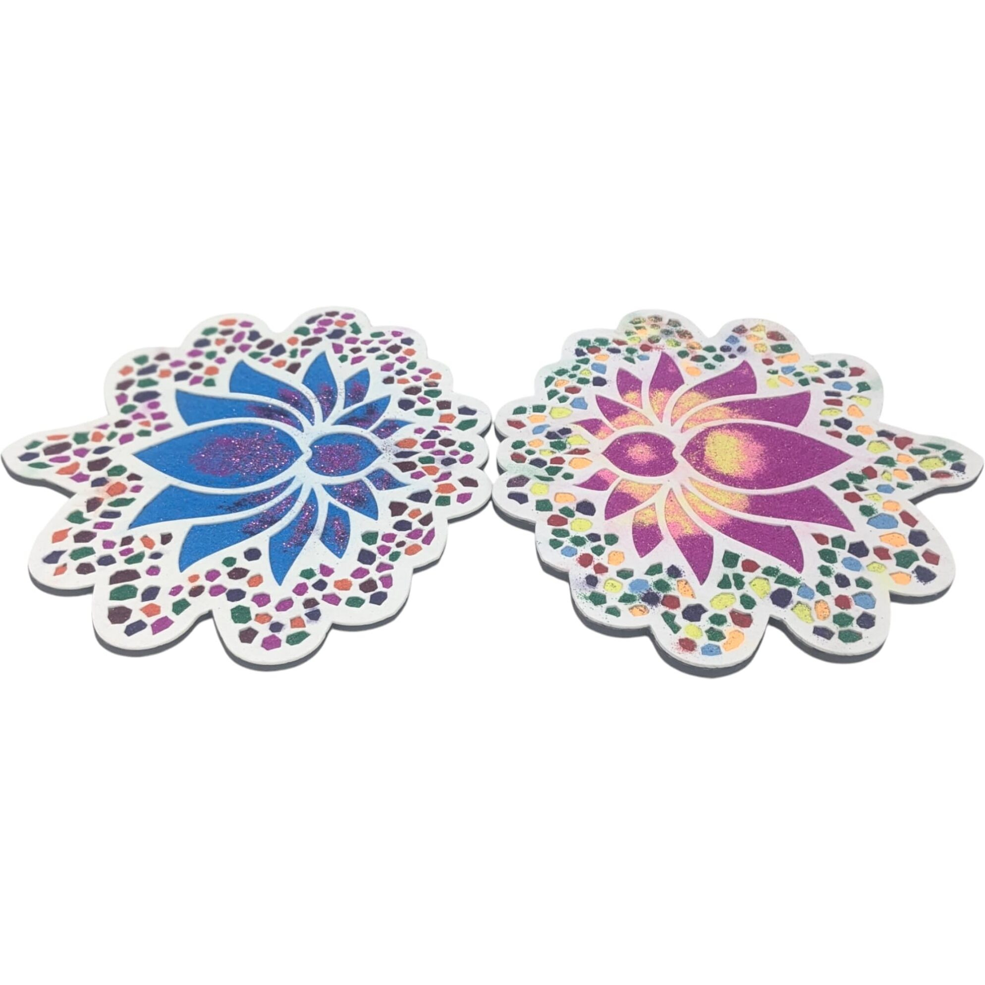 Stepstodo Shree Kamal Floating Rangoli Mat Set Of 2 | Reusable Portable Rangoli Template Mat. Readymade Rangoli Stencil Craft | Floating Rangoli Mat
