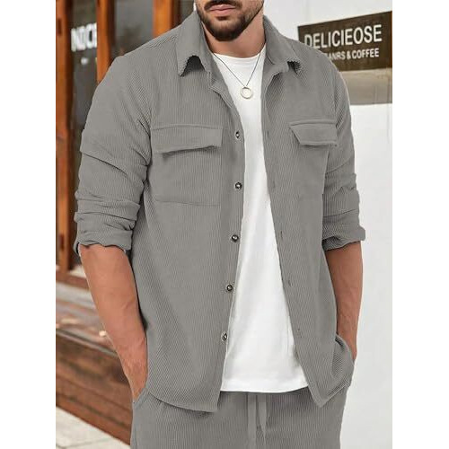 Casual Shirt For Men|| Shirt For Men|| Men Stylish Shirt (Rib-Shirt) (L, Grey)