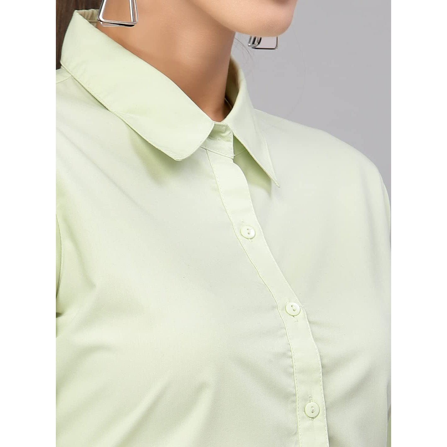Style Quotient Women Solid Light Green Polycotton Regular Formal Shirt