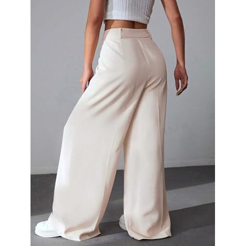 Greciilooks Women's Baggy Wide-Leg Fit Trouser (Gl-Tr946_White_L), Large