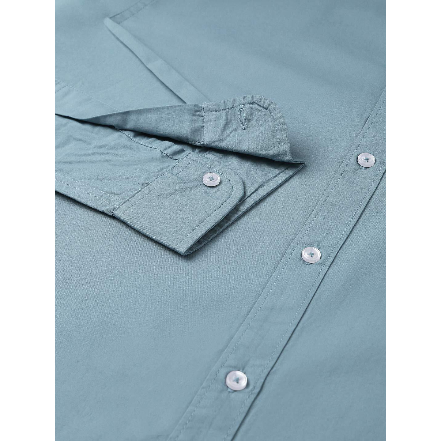 Dennis Lingo Men S Solid Dusty Teal Slim Fit Casual Shirt (C301_D-Teal_M)