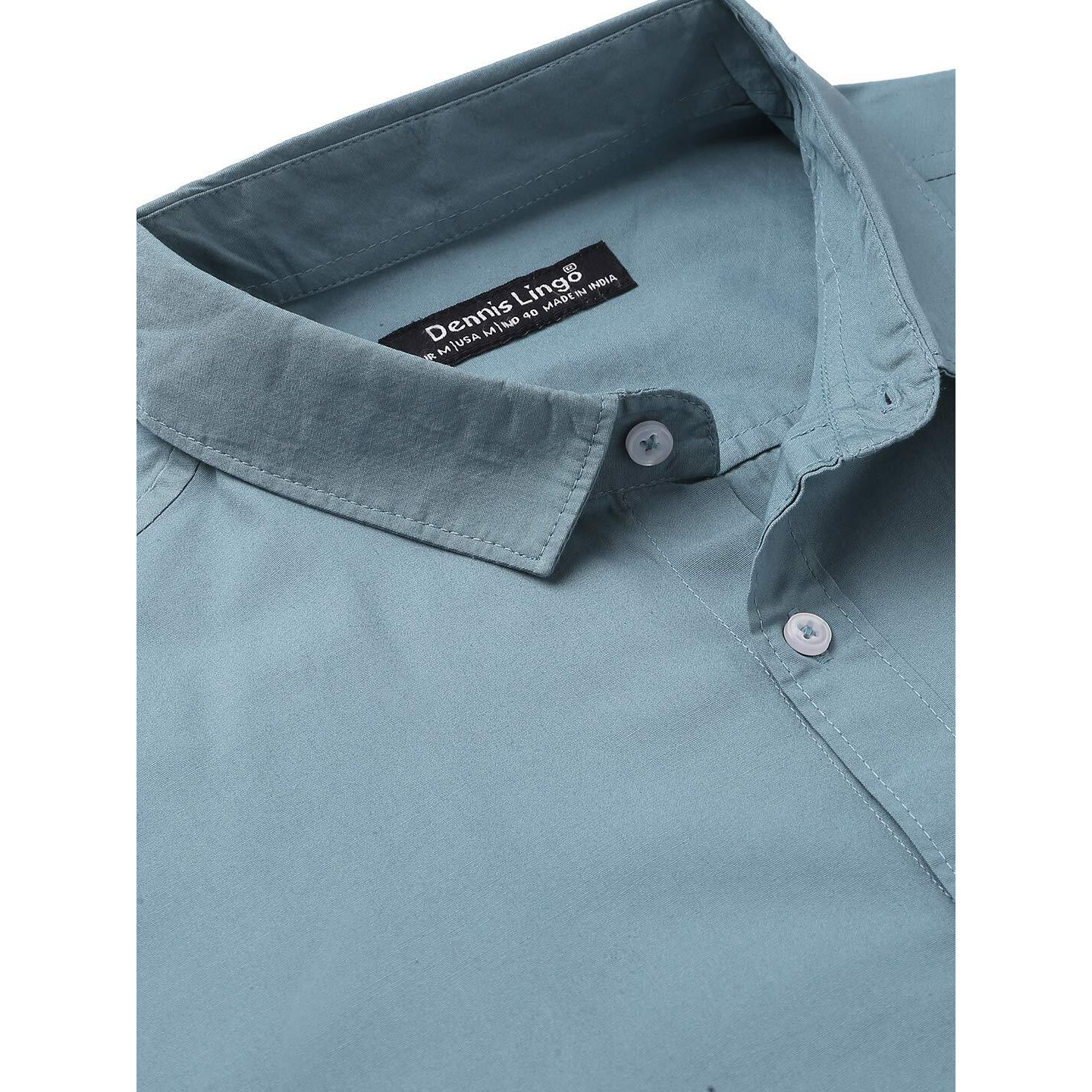 Dennis Lingo Men S Solid Dusty Teal Slim Fit Casual Shirt (C301_D-Teal_Xxl)