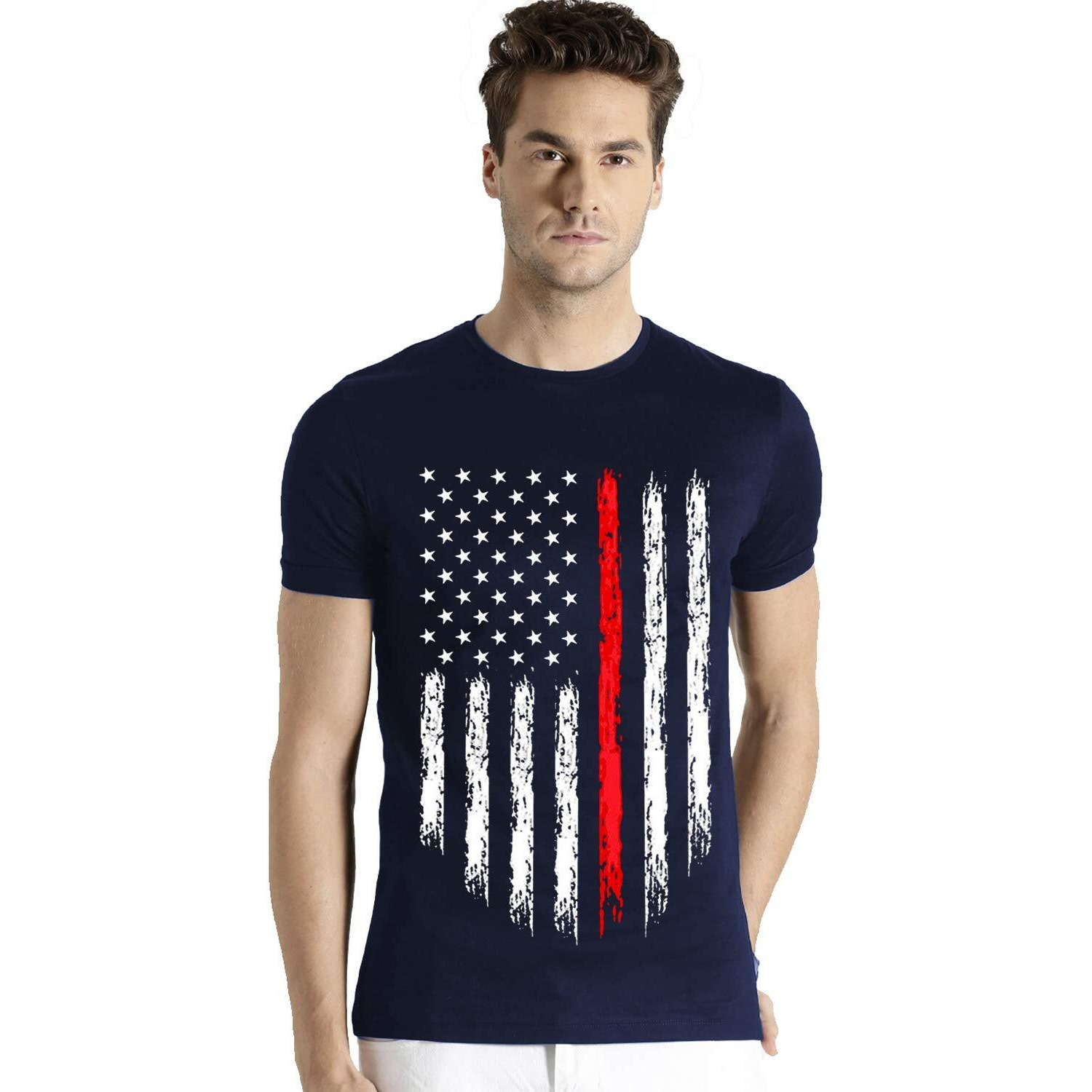 Adro Men's Regular Fit T-Shirt (Rnr-M-Usa-Nb_Navy_L)