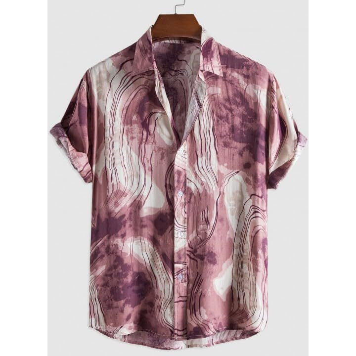 Dhruvi Trendz Mens Rayon Men's Casual Shirt Regular Fit Western (Dt-Ms-6060_Pink_2Xl)