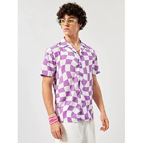Dhruvi Trendz Men's Printed Regular Fit Shirt (Dt-Ms-6072_Purple Xs)