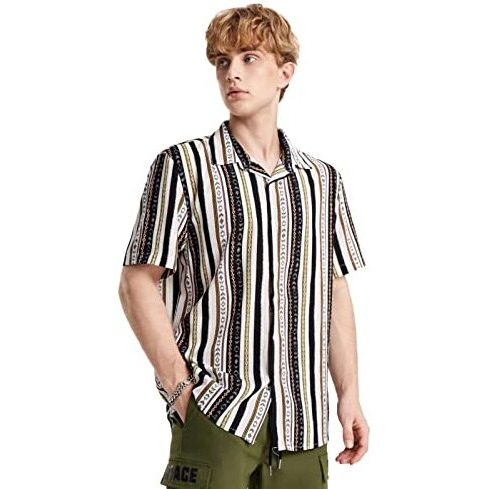 Dhruvi Trendz Mens Rayon Men's Casual Shirt Regular Fit Dt-Ms-6101 (Dt-Ms-6074_Brown_Xl)