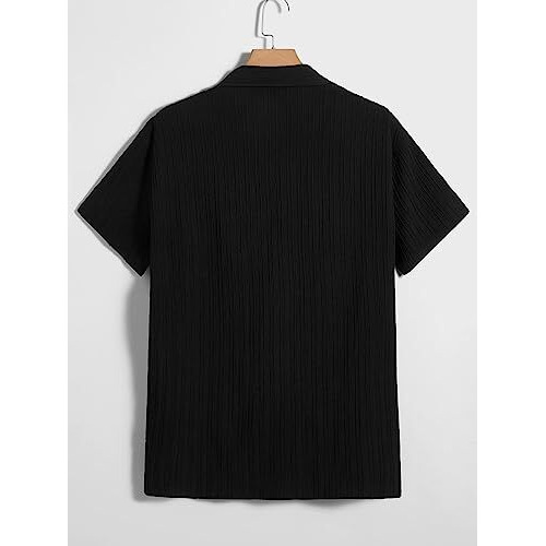 Dhruvi Trendz Mens Polly Cotton Men's Casual Shirt Regular Fit Casual (Dt-Ms-6142_Black_Xl)