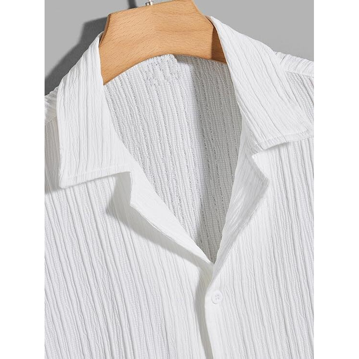 Dhruvi Trendz Mens Polly Cotton Men's Casual Shirt Regular Fit Casual (Dt-Ms-6141_White_L)