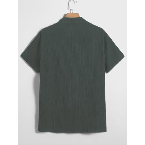 Dhruvi Trendz Mens Polly Cotton Men's Casual Shirt Regular Fit Casual (Dt-Ms-6140_Green_M)