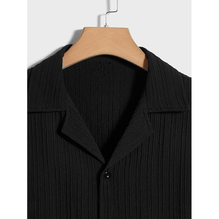 Dhruvi Trendz Mens Polly Cotton Men's Casual Shirt Regular Fit Casual (Dt-Ms-6142_Black_M)