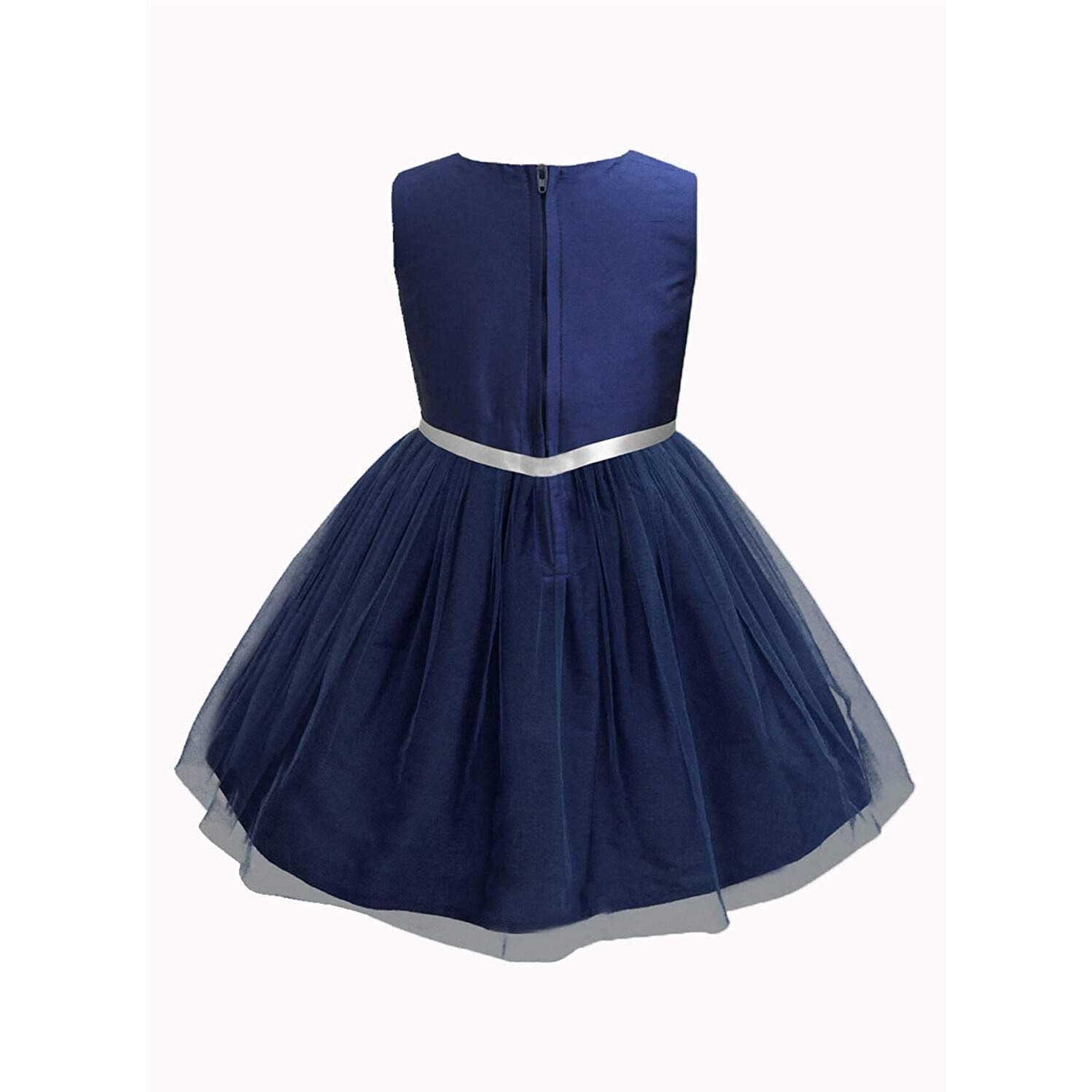 A.T.U.N. All Things Uber Nice Polyester Fit And Flare Special Occasion Dress (Dgdrs Glt Sin_Navy Blue_13-14 Years)