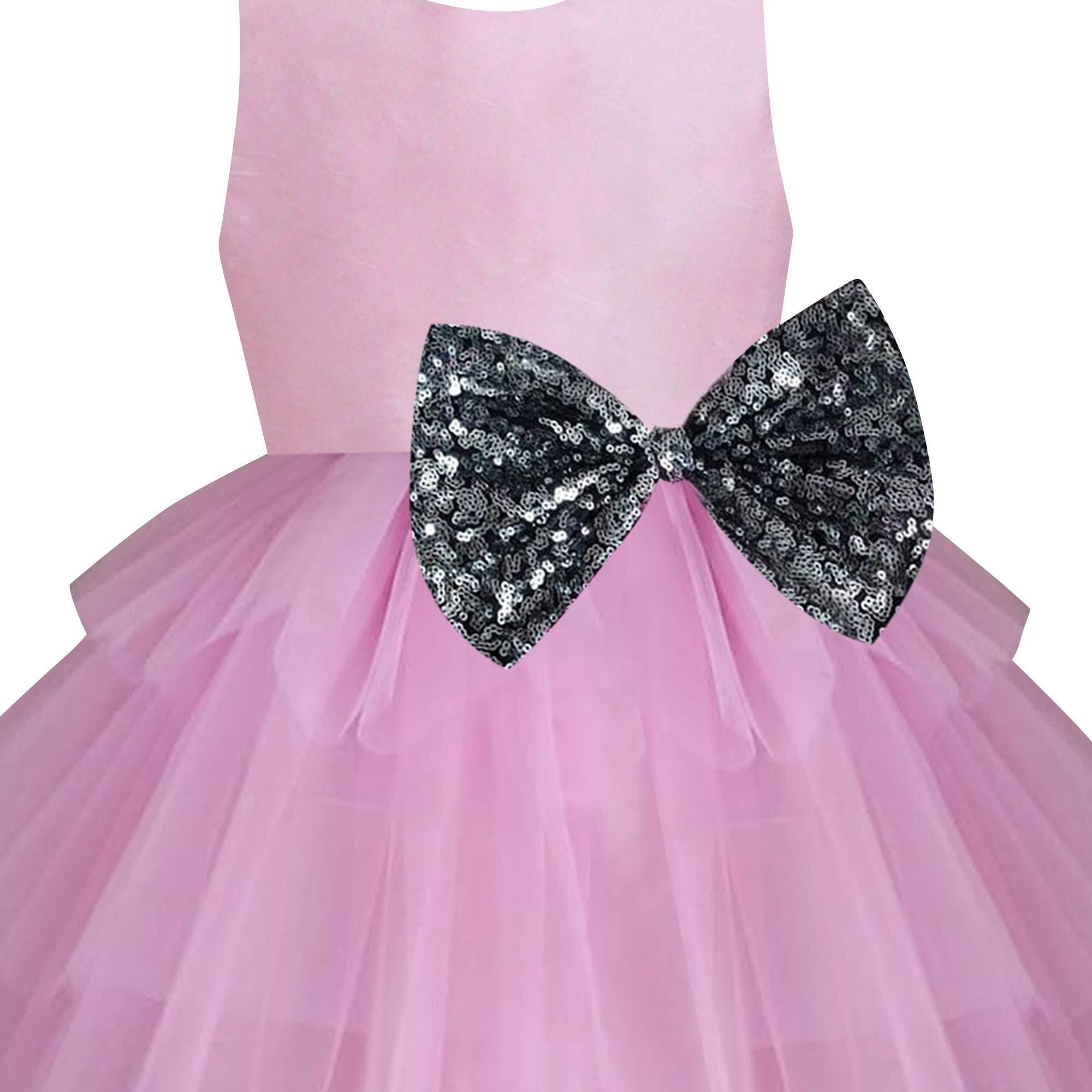 A.T.U.N Baby Girl's Fit And Flare Dress (Gdrs Kyh Sps_6-12_Pink, Silver_6-12 Months)