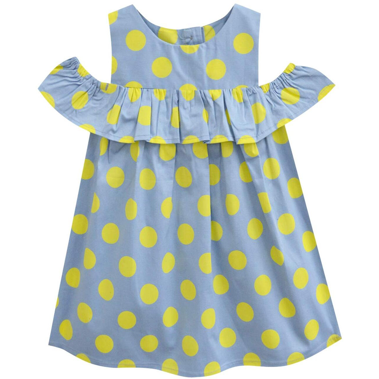 A.T.U.N. (All Things Uber Nice) Girl's Cotton A-Line Knee-Length Dress (Gdrs Lcd Bmp_Blue_4 5 Years)