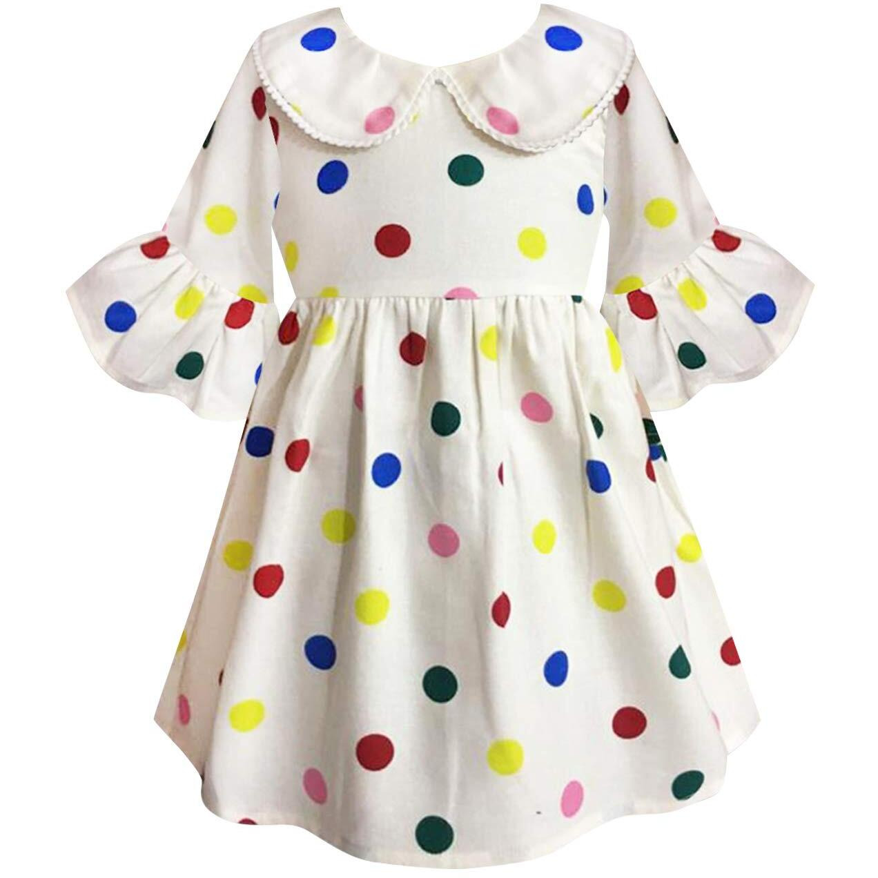 A.T.U.N. (All Things Uber Nice) Girl's Cotton Skater Knee-Length Casual Dress (Gdrs Mna Cyc_8-9_Cream Years)