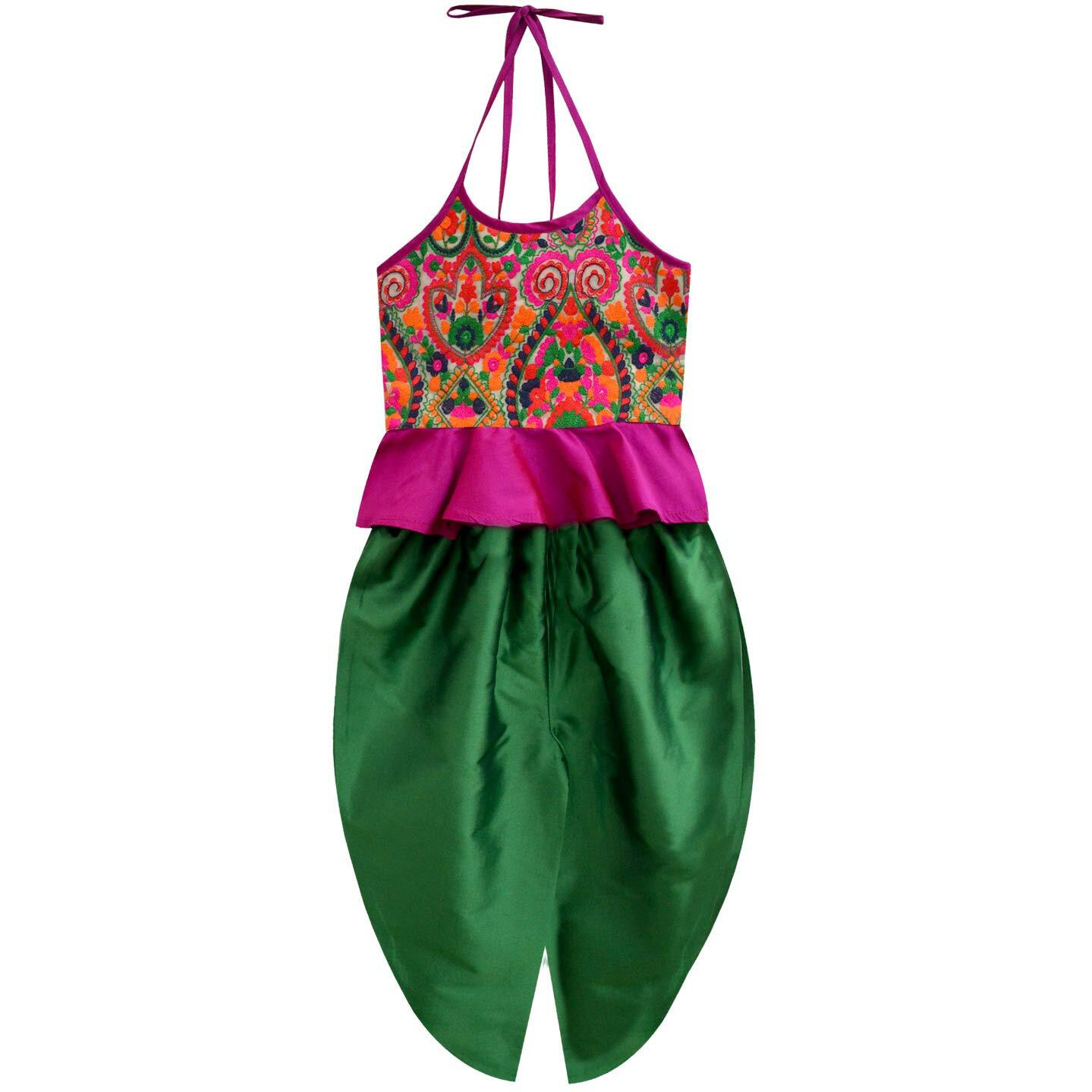 A.T.U.N. (All Things Uber Nice) Girl's Paisley Regular Blouse (Gkls_Fuschia-Green 13-14 Years)