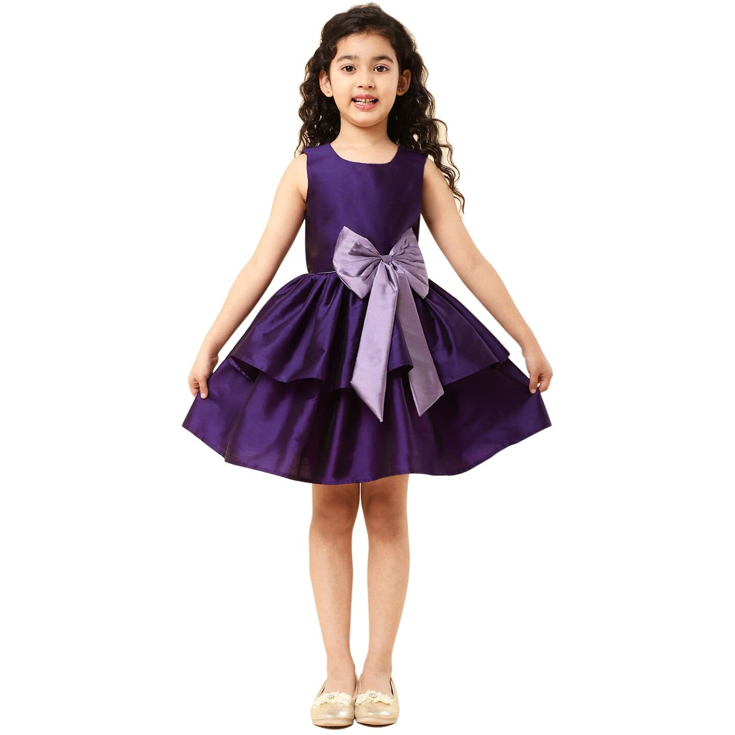 A.T.U.N. (All Things Uber Nice) Girl's Polyester Fit And Flare Knee-Length Special Occasion Dress (Gdrs Cam_Purple-Mauve_13-14 Years)