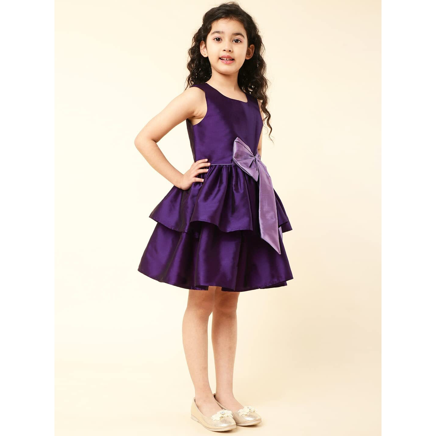 A.T.U.N. (All Things Uber Nice) Girl's Polyester Fit And Flare Knee-Length Special Occasion Dress (Gdrs Cam_Purple-Mauve_13-14 Years)