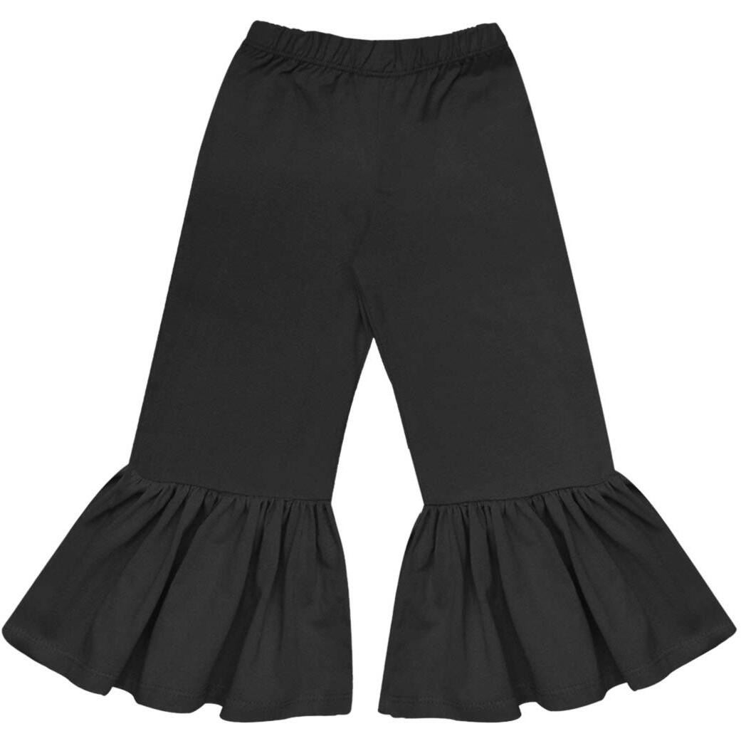 A.T.U.N. (All Things Uber Nice) Girls High Rise Regular Elasticated Waistband Casual Ruffle Pants Black
