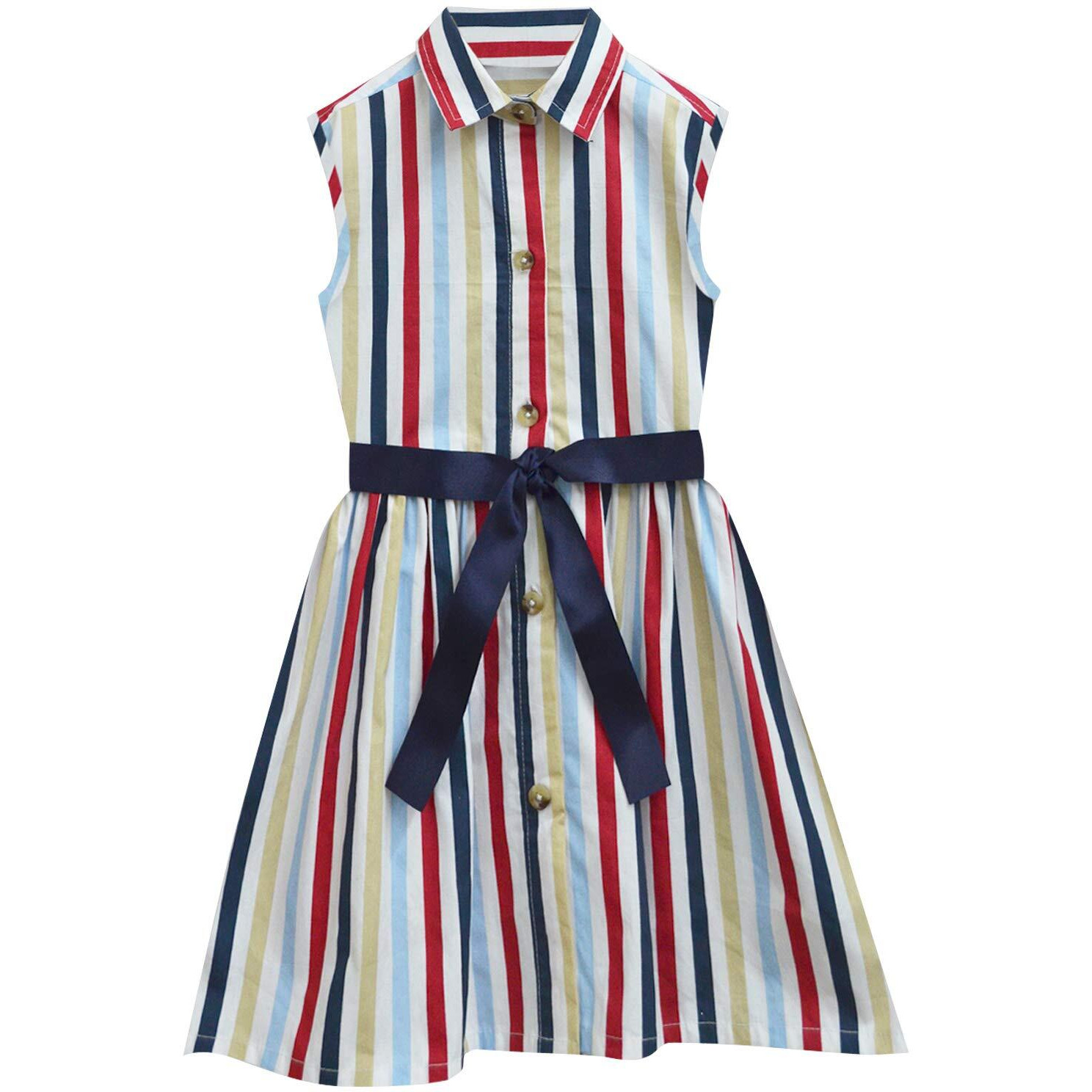 A.T.U.N. All Things Uber Nice Cotton Shirt Casual Dress (Gdrs Sst_Multi Stripe_12-13 Years)