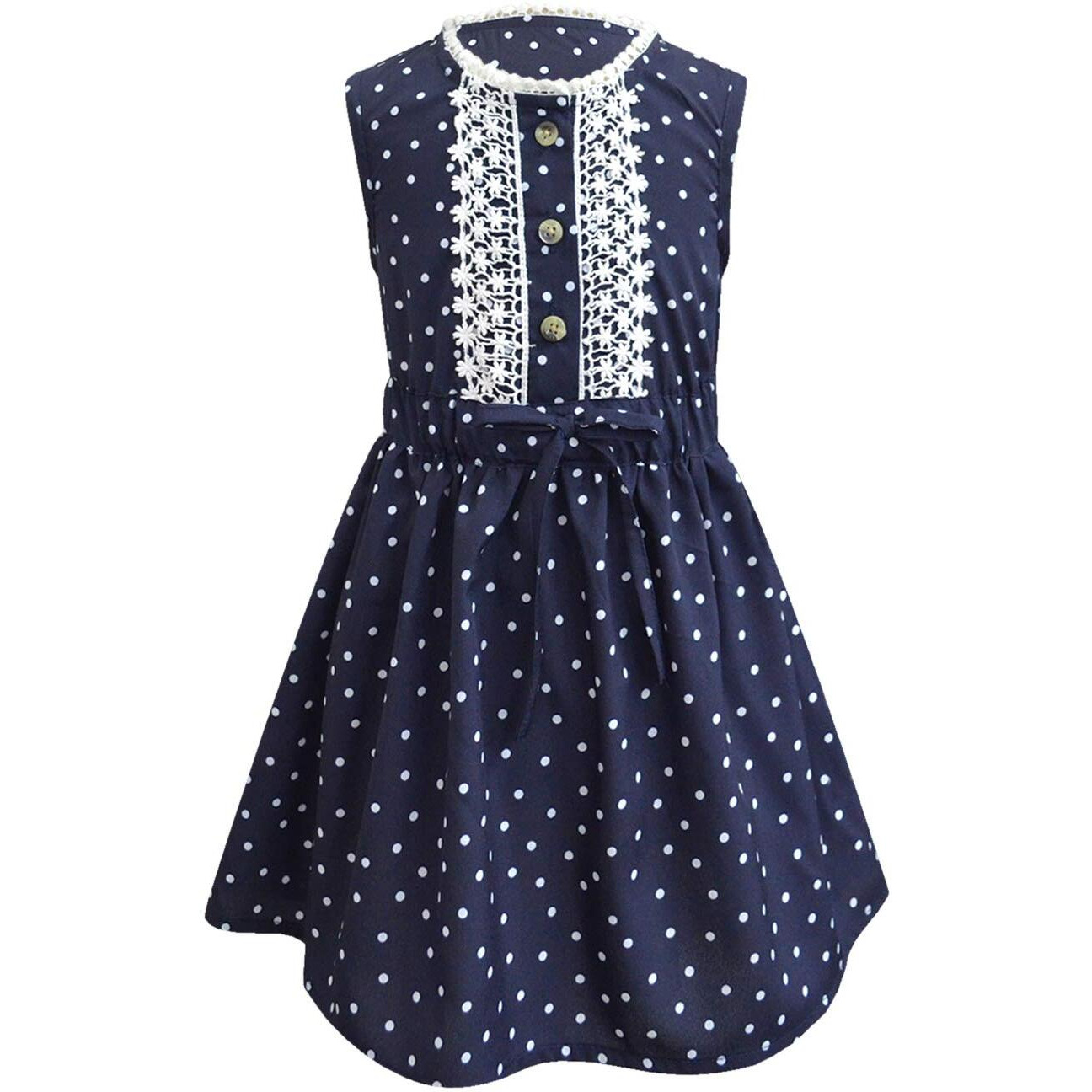 A.T.U.N. (All Things Uber Nice) Polyester Fit And Flare Casual Dress (Gdrs Crt_Navy_13-14 Years)