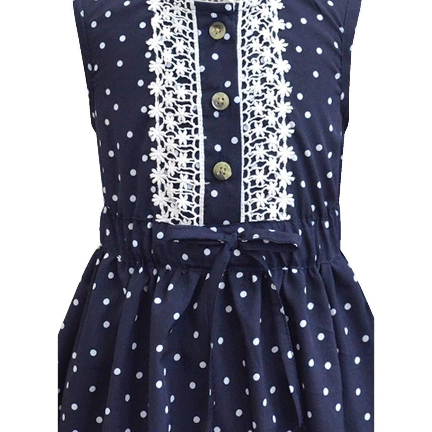 A.T.U.N. (All Things Uber Nice) Polyester Fit And Flare Casual Dress (Gdrs Crt_Navy_13-14 Years)