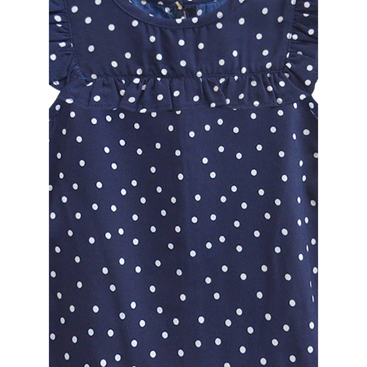 A.T.U.N. (All Things Uber Nice) Girl's Polka Dots Regular Top (Gtop Mdg 1_Navy-White 5-6 Years)