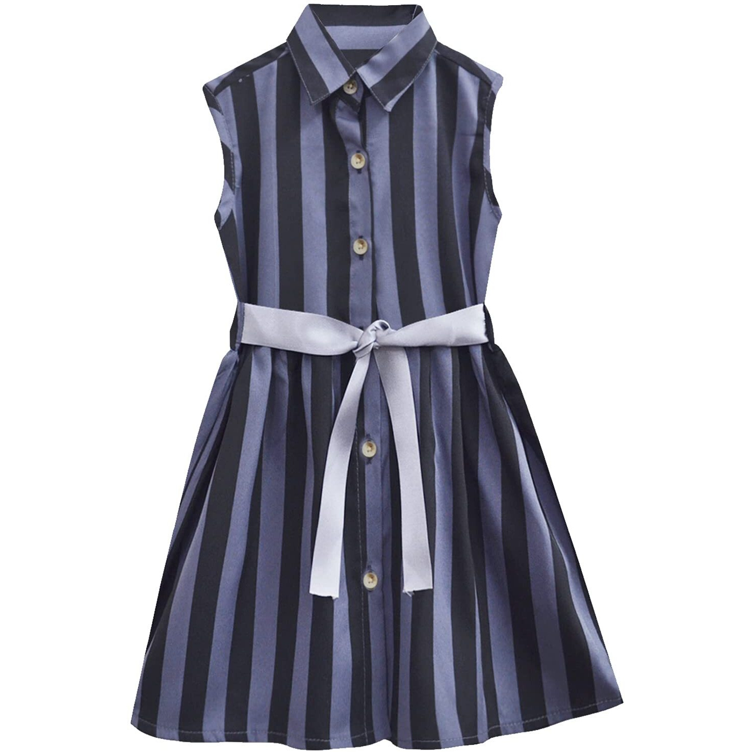 A.T.U.N. All Things Uber Nice Girl's Polyester Shirt Knee-Length Casual Dress (Gdrs Sst_Charcoal-Black_4 5 Years)