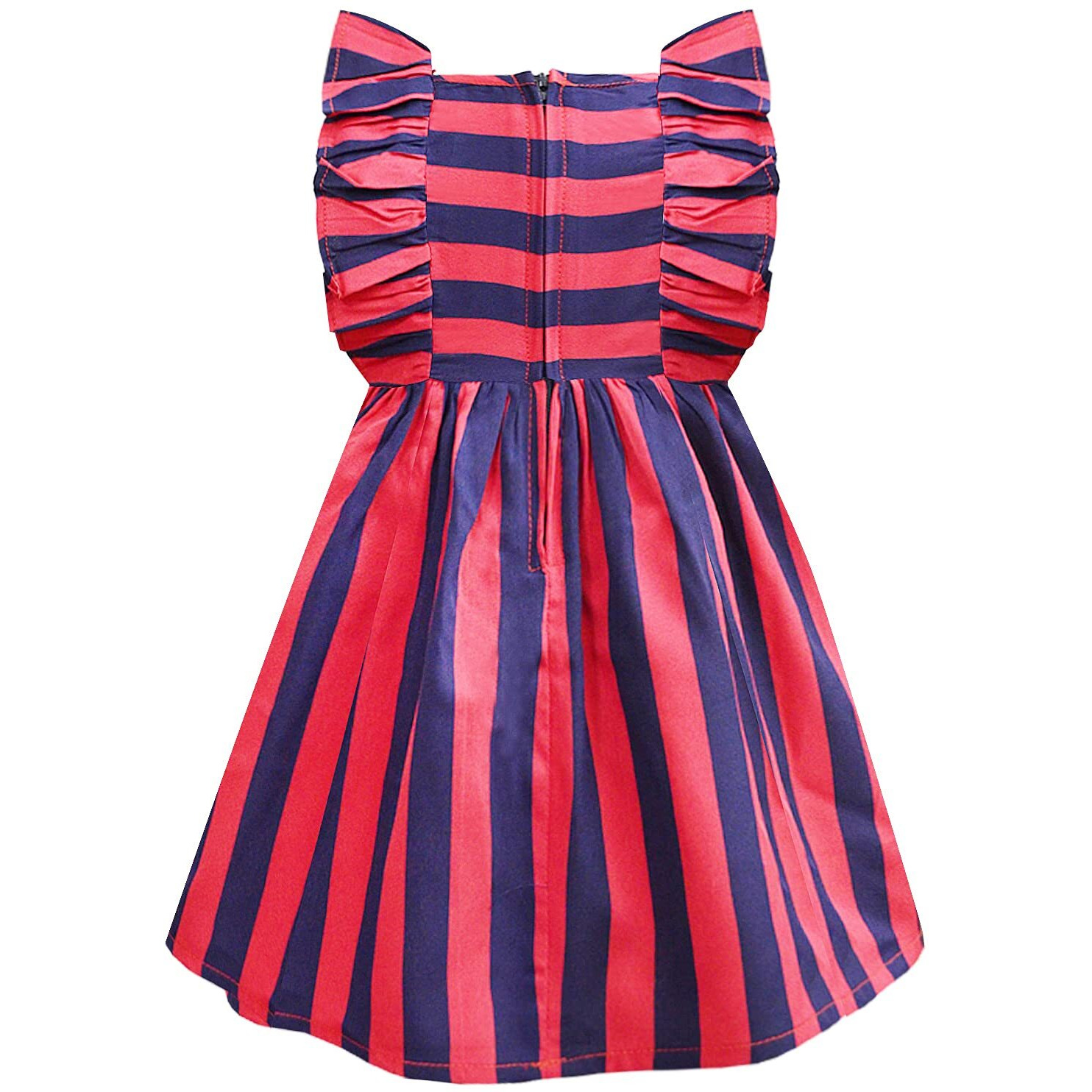 A.T.U.N. (All Things Uber Nice) Girl's Polyester Fit And Flare Knee-Length Casual Dress (Gdrs Rfd_Navy-Red_13-14 Years)