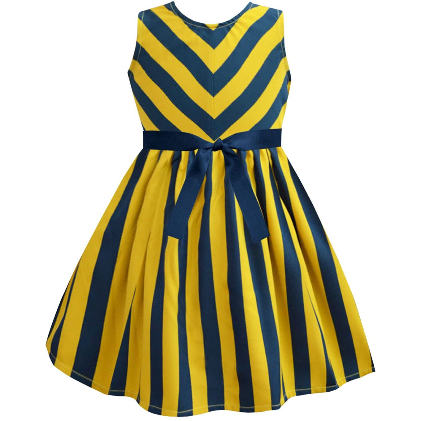 A.T.U.N. (All Things Uber Nice) Polyester Fit And Flare Casual Dress (Gdrs Blp_Mustard-Navy_3-4 Years)