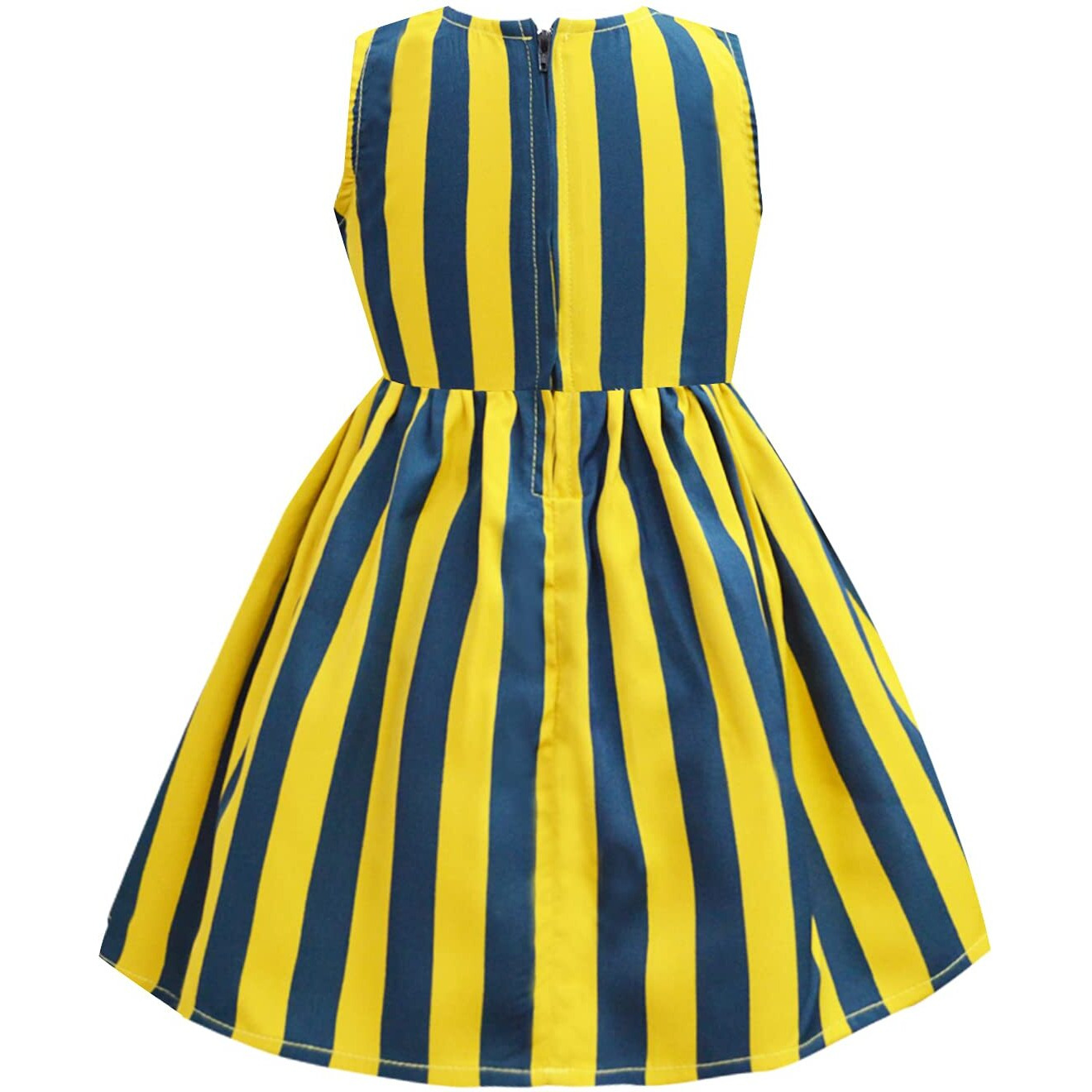 A.T.U.N. (All Things Uber Nice) Polyester Fit And Flare Casual Dress (Gdrs Blp_Mustard-Navy_3-4 Years)