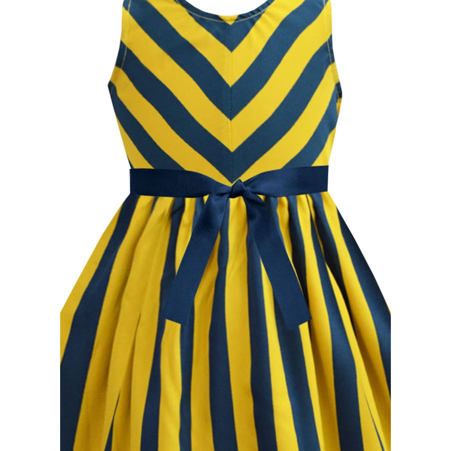 A.T.U.N. (All Things Uber Nice) Polyester Fit And Flare Casual Dress (Gdrs Blp_Mustard-Navy_3-4 Years)