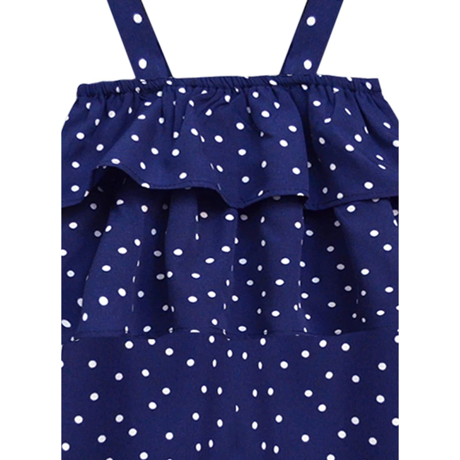 A.T.U.N. (All Things Uber Nice) Girl's Polyester Above The Knee Jumpsuit (Grom Fip_Navy-White_2-3 Years)