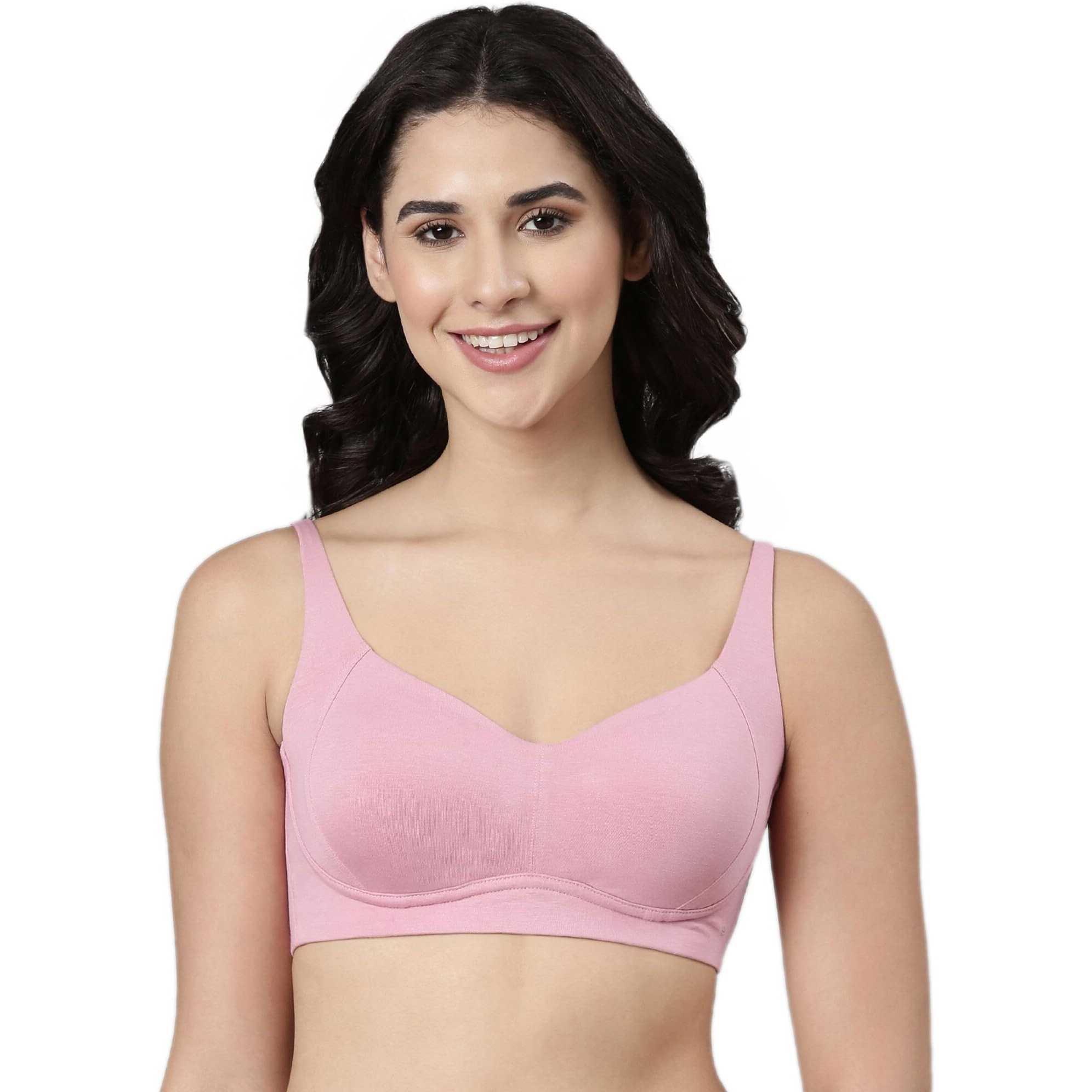 Enamor Women's 67Percentbamboo 27Percentcotton 6Percentmobilion Wire Free Casual T-Shirt Bra (A077_Rose Blush_34C)
