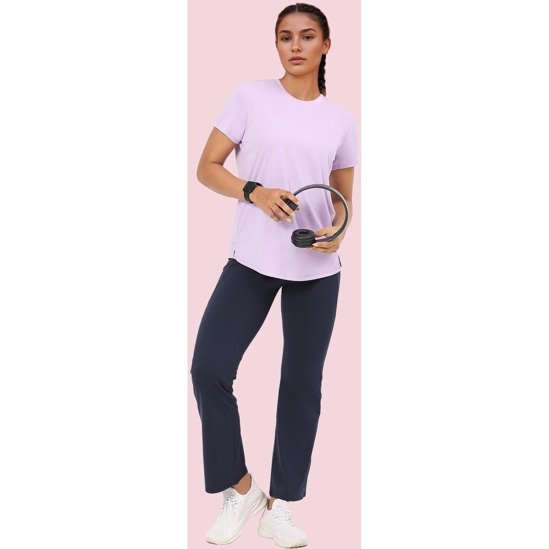 Enamor Women's Solid Relaxed Fit T-Shirt (A313_Orchid Bloom