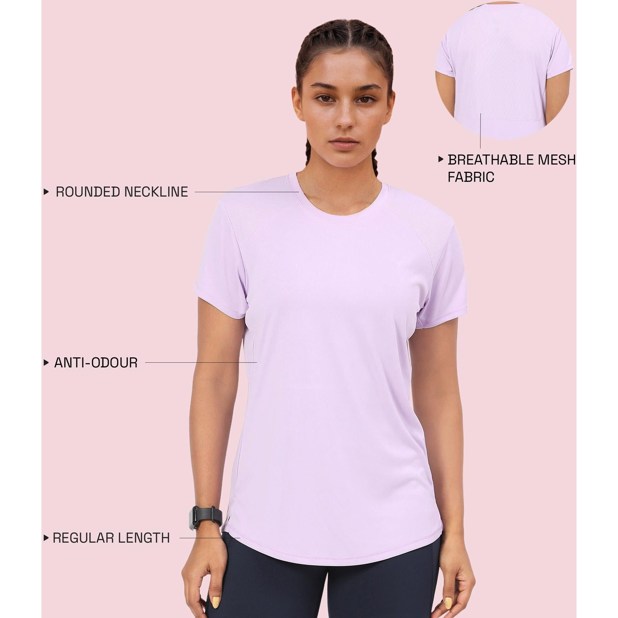 Enamor Women's Solid Relaxed Fit T-Shirt (A313_Orchid Bloom