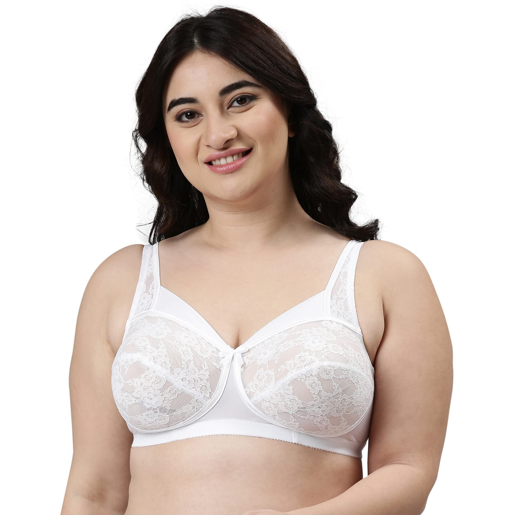 Enamor Fb06 Full Support Classic Lace Lift Bra - Non-Padded, Wirefree & Full Coverage