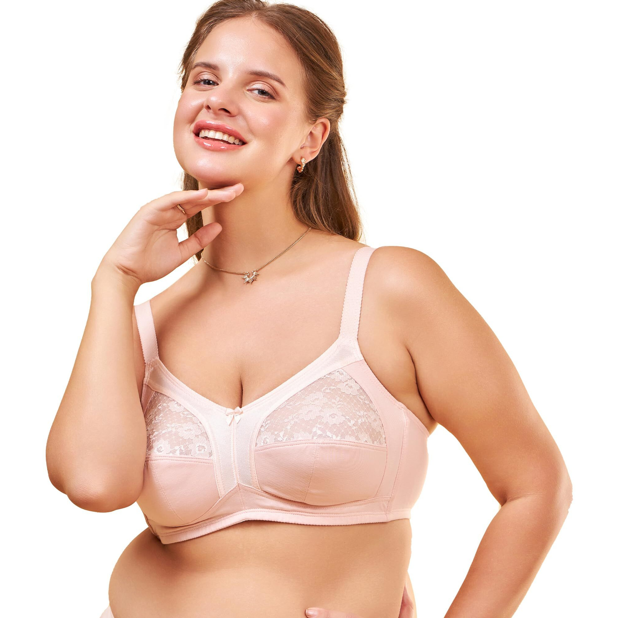 Enamor A014 Super Contouring M-Frame Full Support Bra - Supima Cotton, Non-Padded, Wirefree & Full Coverage, Pearl, 34D