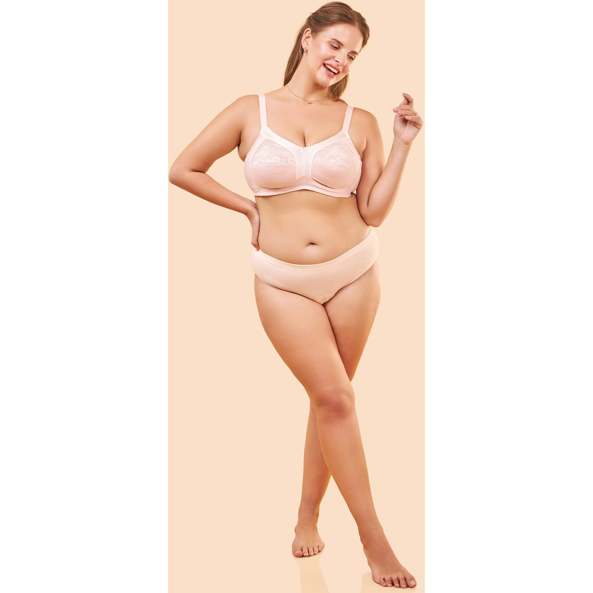 Enamor A014 Super Contouring M-Frame Full Support Bra - Supima Cotton, Non-Padded, Wirefree & Full Coverage, Pearl, 40D