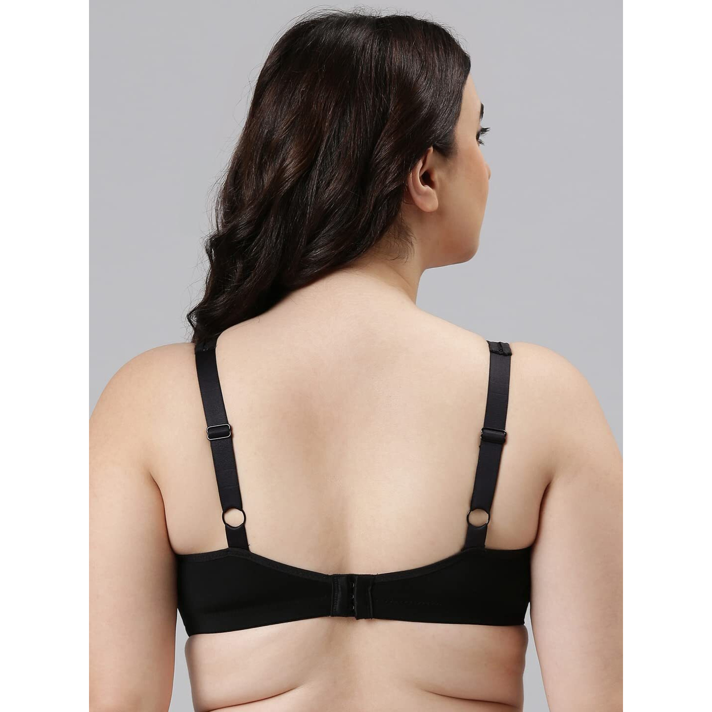 Enamor F024 Plush Comfort Full Support Bra - Non-Padded Wirefree High Coverage - Black