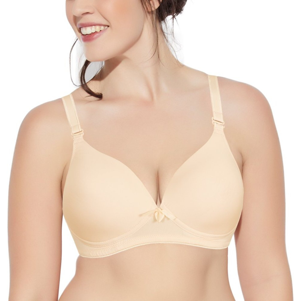Enamor F065 Invisible Neckline T-Shirt Bra -Padded, Wirefree & High Coverage Pink Champagne