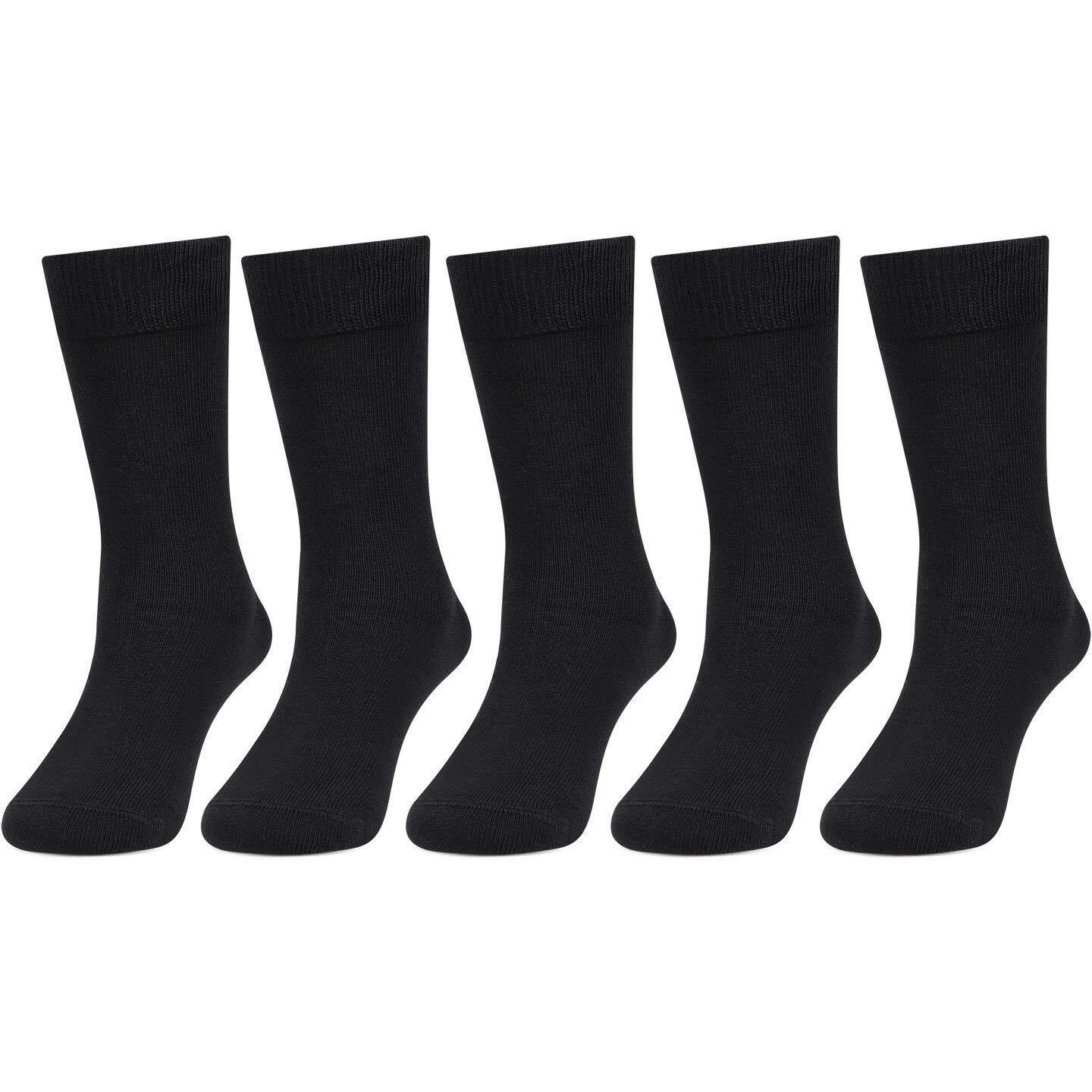 Bonjour Boy's Cotton Calf Socks (Pack Of 5) (Bro7001_Black_16-Above Yrs)