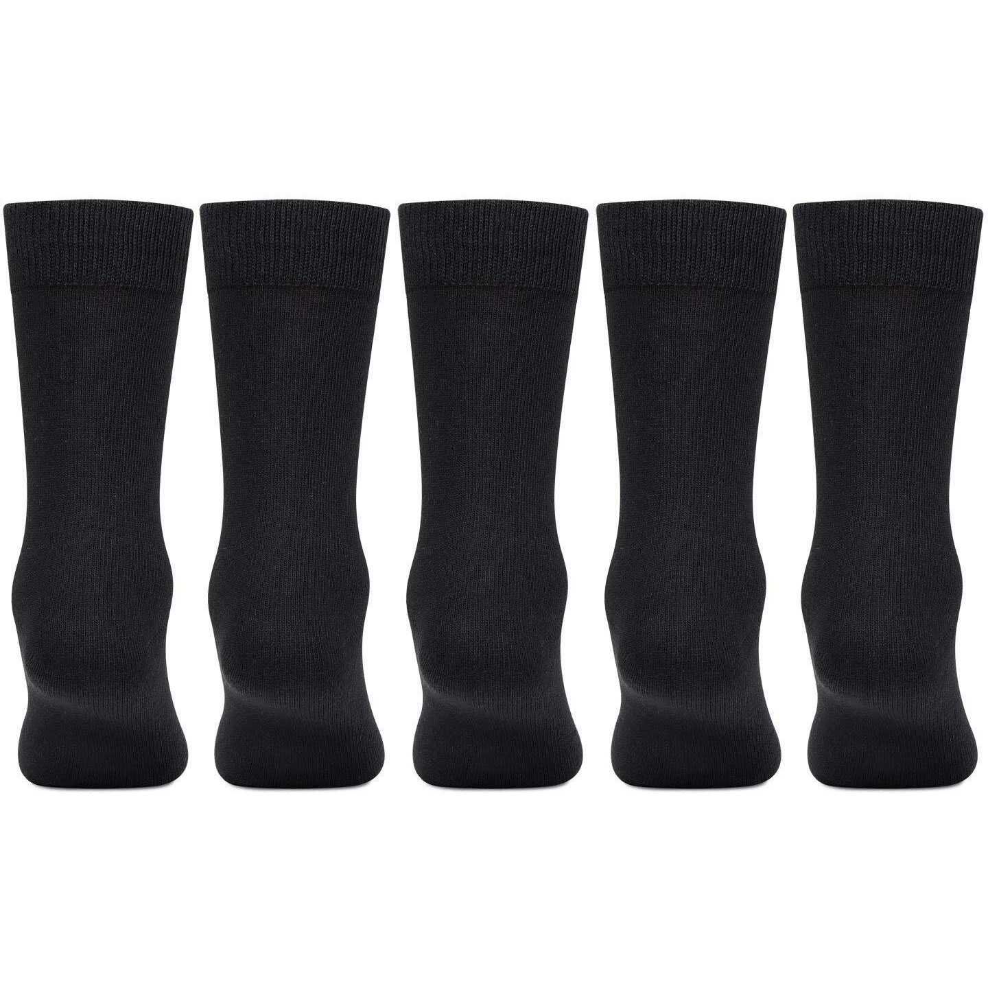 Bonjour Boy's Cotton Calf Socks (Pack Of 5) (Bro7001_Black_16-Above Yrs)