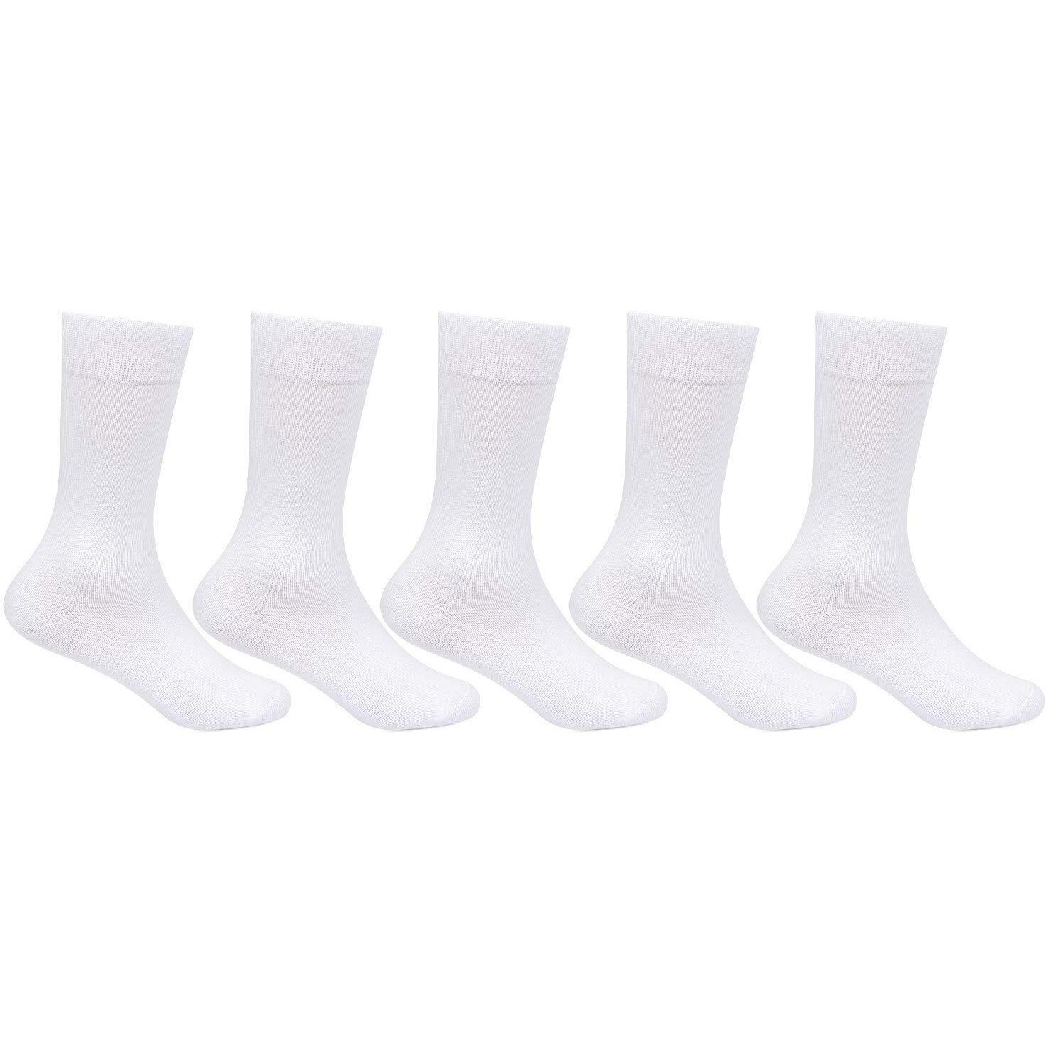 Bonjour Boy's Cotton Calf Socks (Pack Of 5) (Bro7001_White_8-11 Yrs)