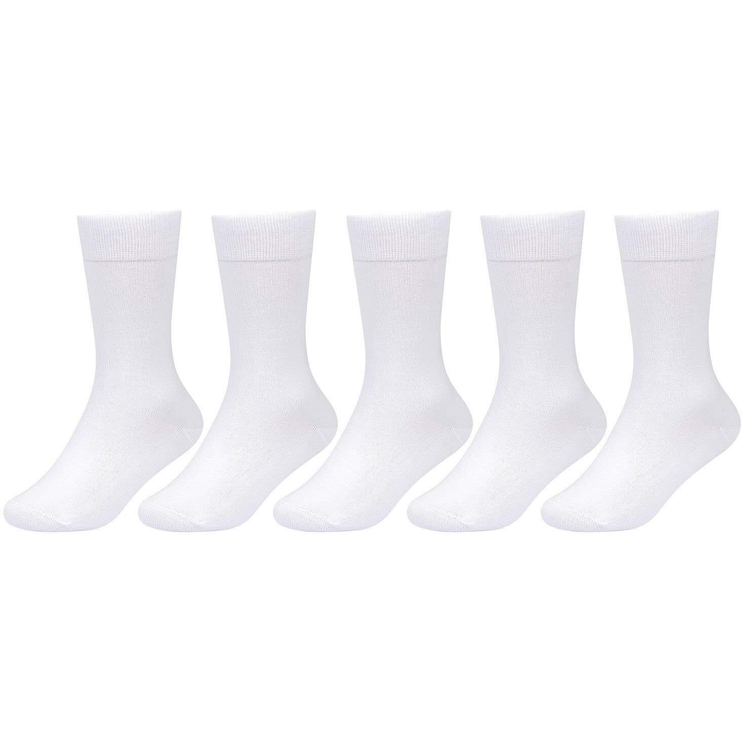 Bonjour Boy's Cotton Calf Socks (Pack Of 5) (Bro7001_White_8-11 Yrs)
