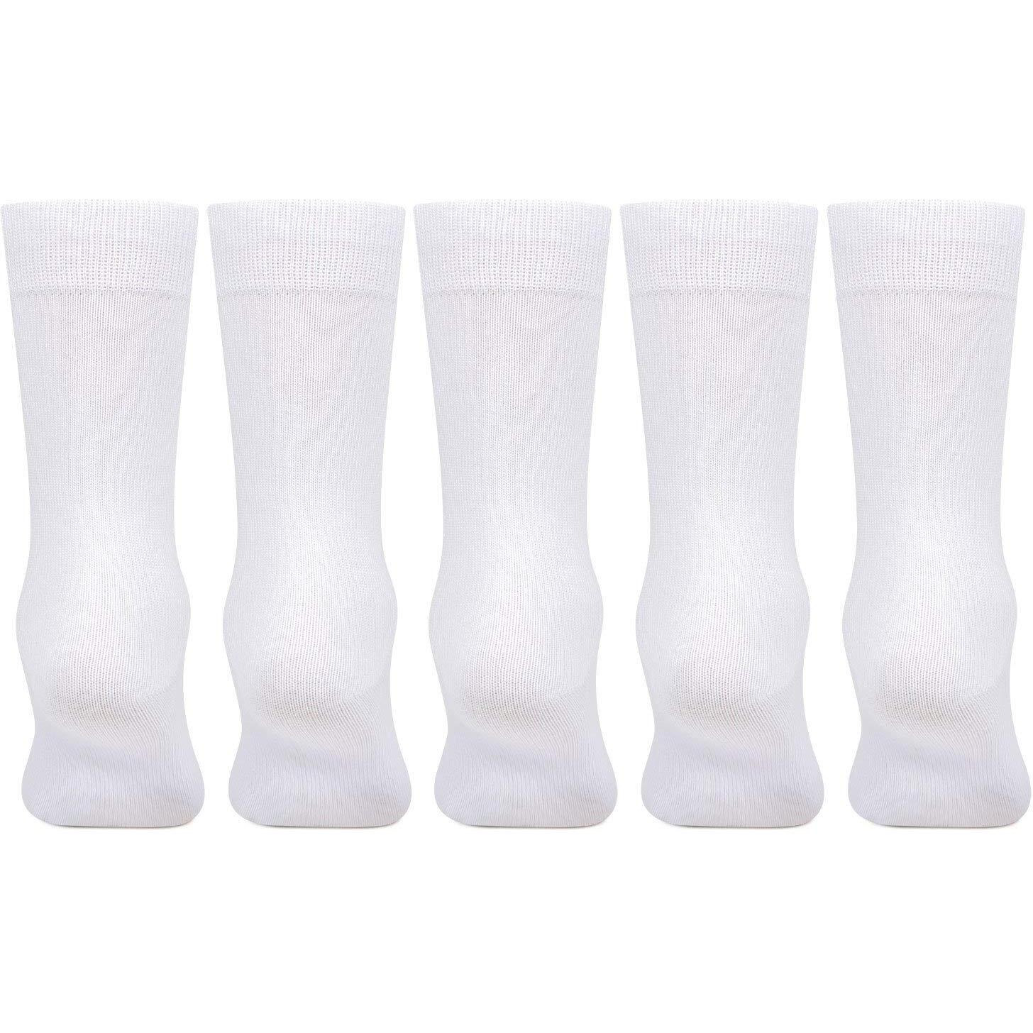 Bonjour Boy's Cotton Calf Socks (Pack Of 5) (Bro7001_White_16-Above Yrs)