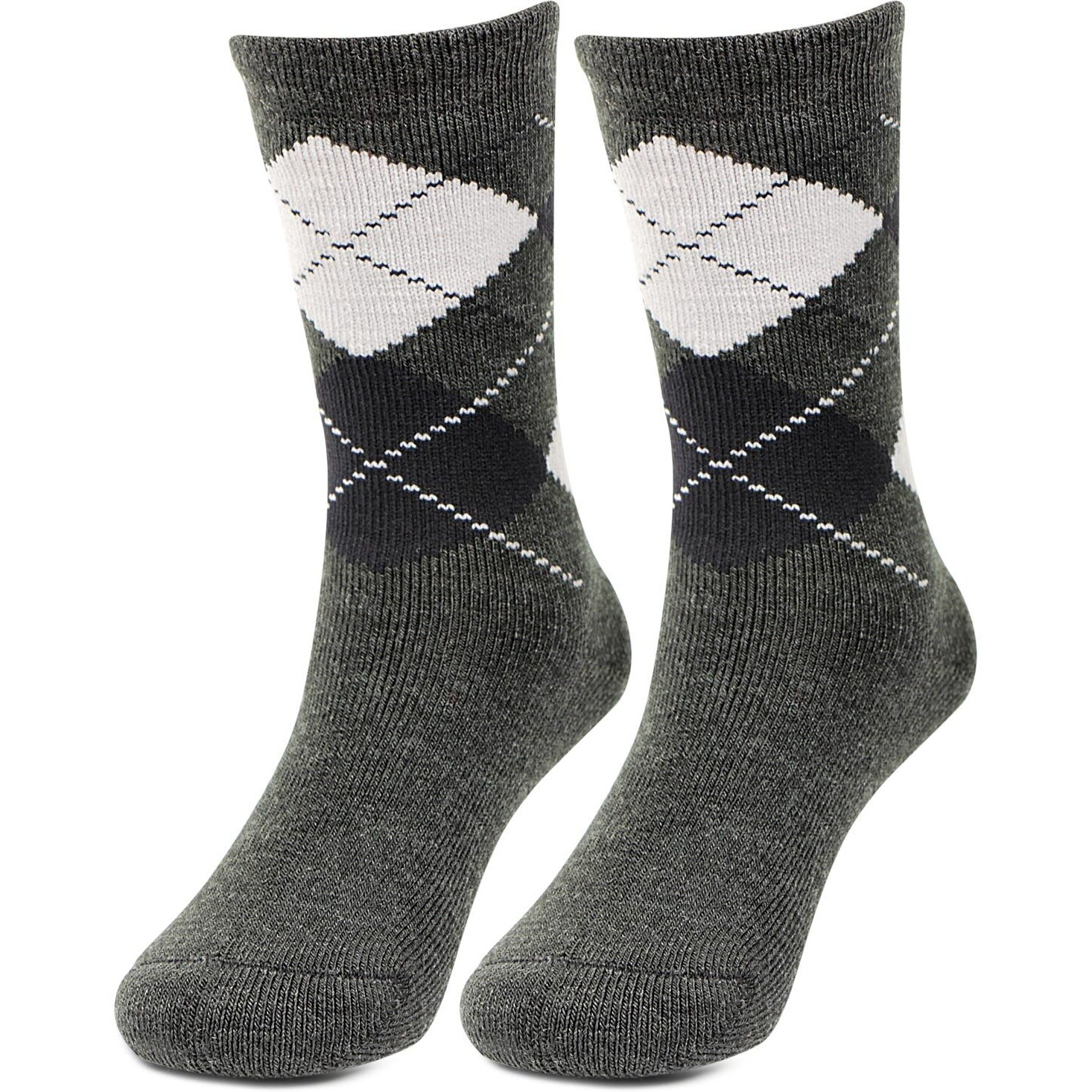 Bonjour Argyle Pattern Full Length Woolen Socks For Kids- Pack Of 2, Grey