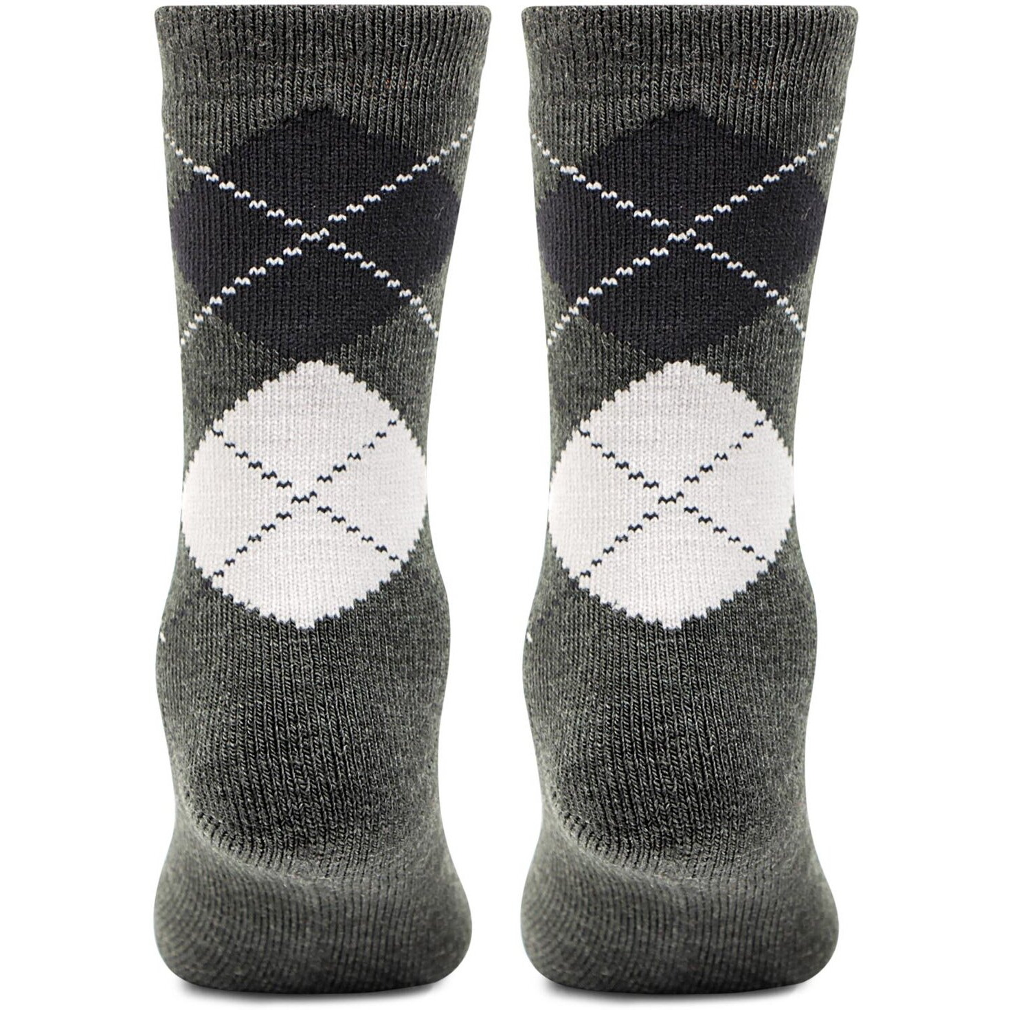 Bonjour Argyle Pattern Full Length Woolen Socks For Kids- Pack Of 2, Grey